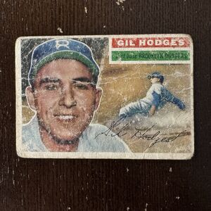 1956 Topps Gil Hodges Baseball Card #145 Poor Condition Brooklyn Dodgers